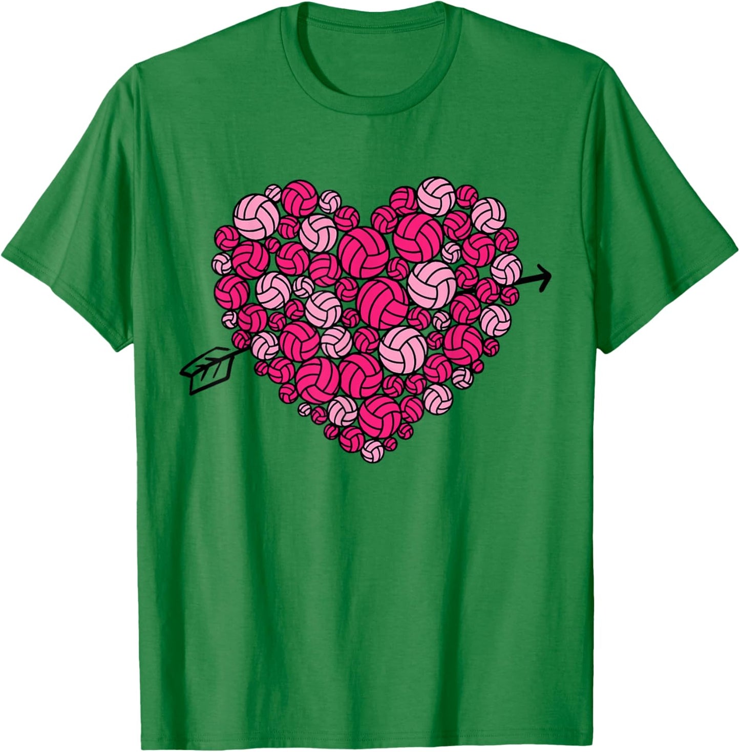 Valentine's Day Volleyball Heart Sports Lover Women Girls T-Shirt - T-Shirt | Irish Green