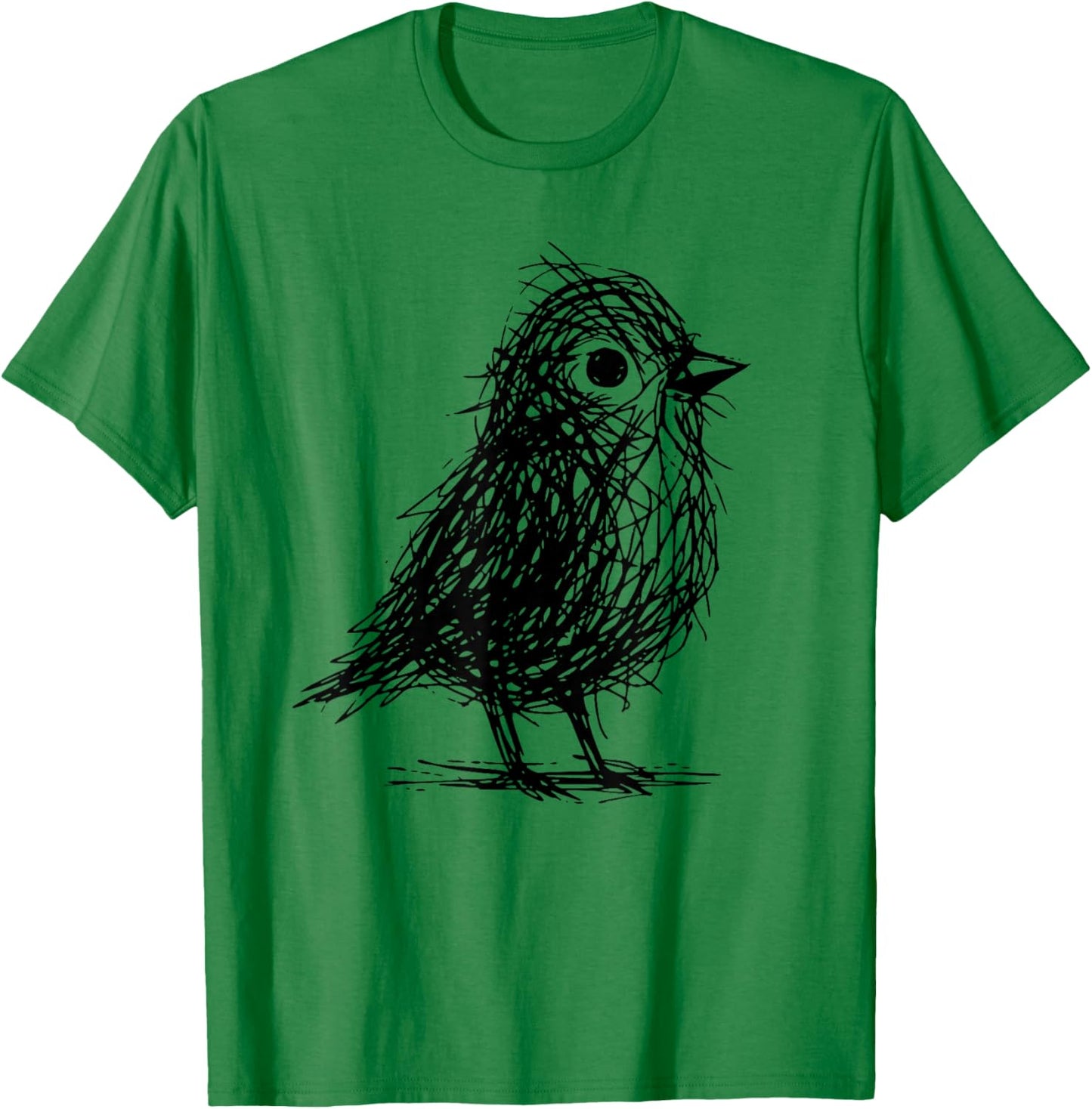 Minimal Line Art Minimalist Abstract Sketch Scribble Bird T-Shirt - T-Shirt | Irish Green