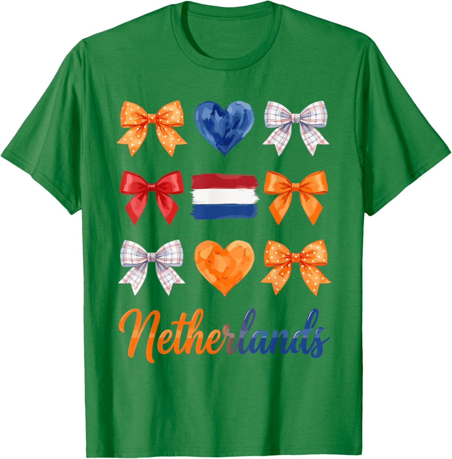 Coquette Bow Dutch Flag Netherlands Holland Cute Girls T-Shirt - T-Shirt | Irish Green