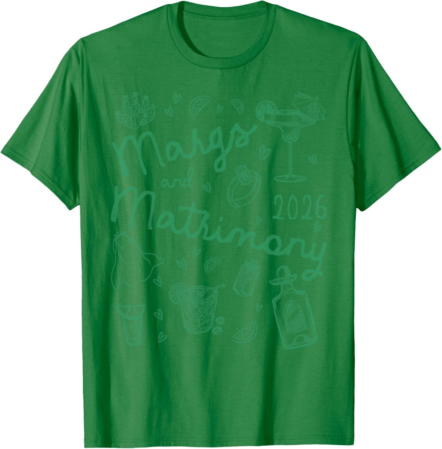 Margs and Matrimony Club 2026 Bachelorette Party Margarita T-Shirt - T-Shirt | Irish Green