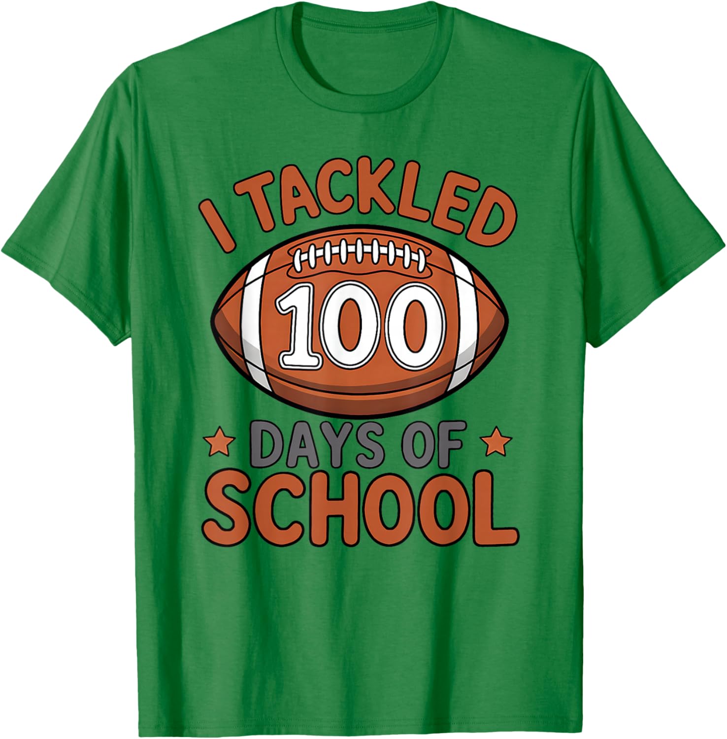 100th Day of School Football Boys Kids 100 Days of School T-Shirt - T-Shirt | Irish Green
