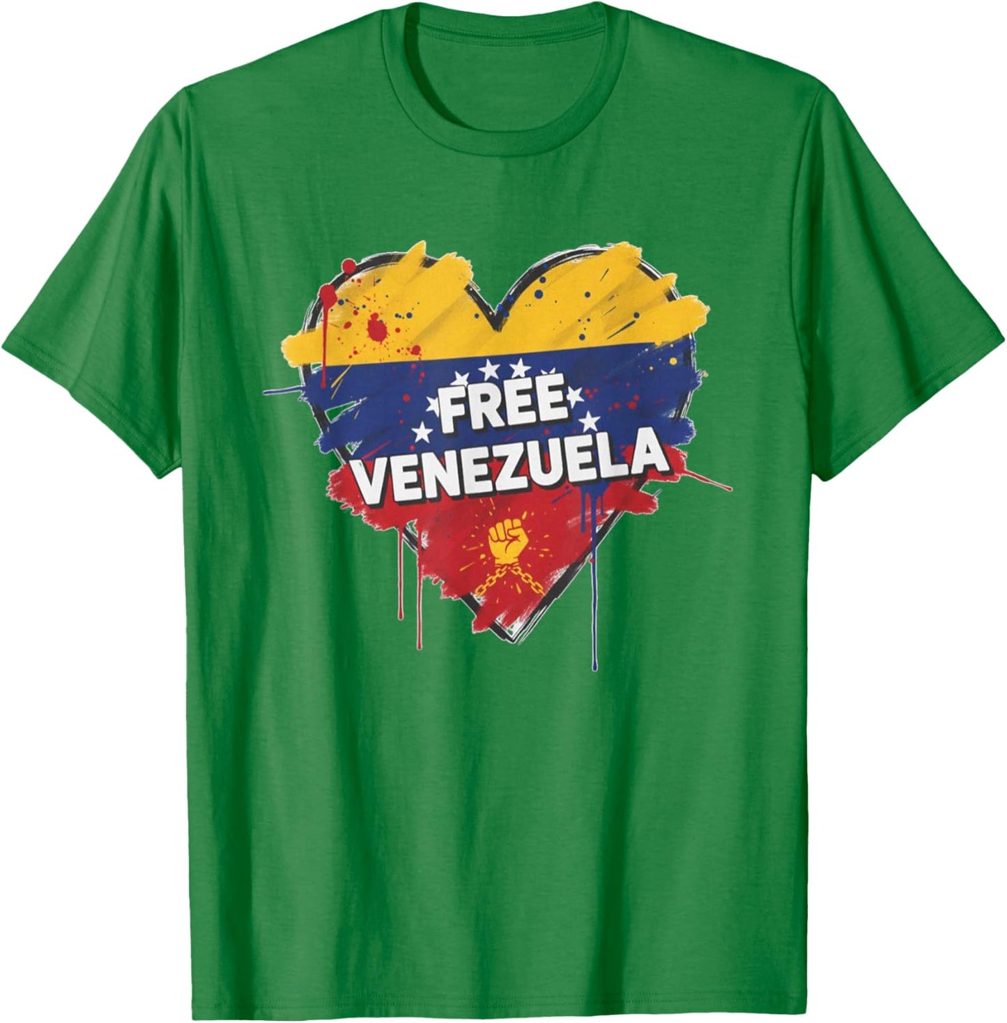 Free Venezuela Flag Patriotic Funny Venezuela Libre Freedom T-Shirt - T-Shirt | Irish Green