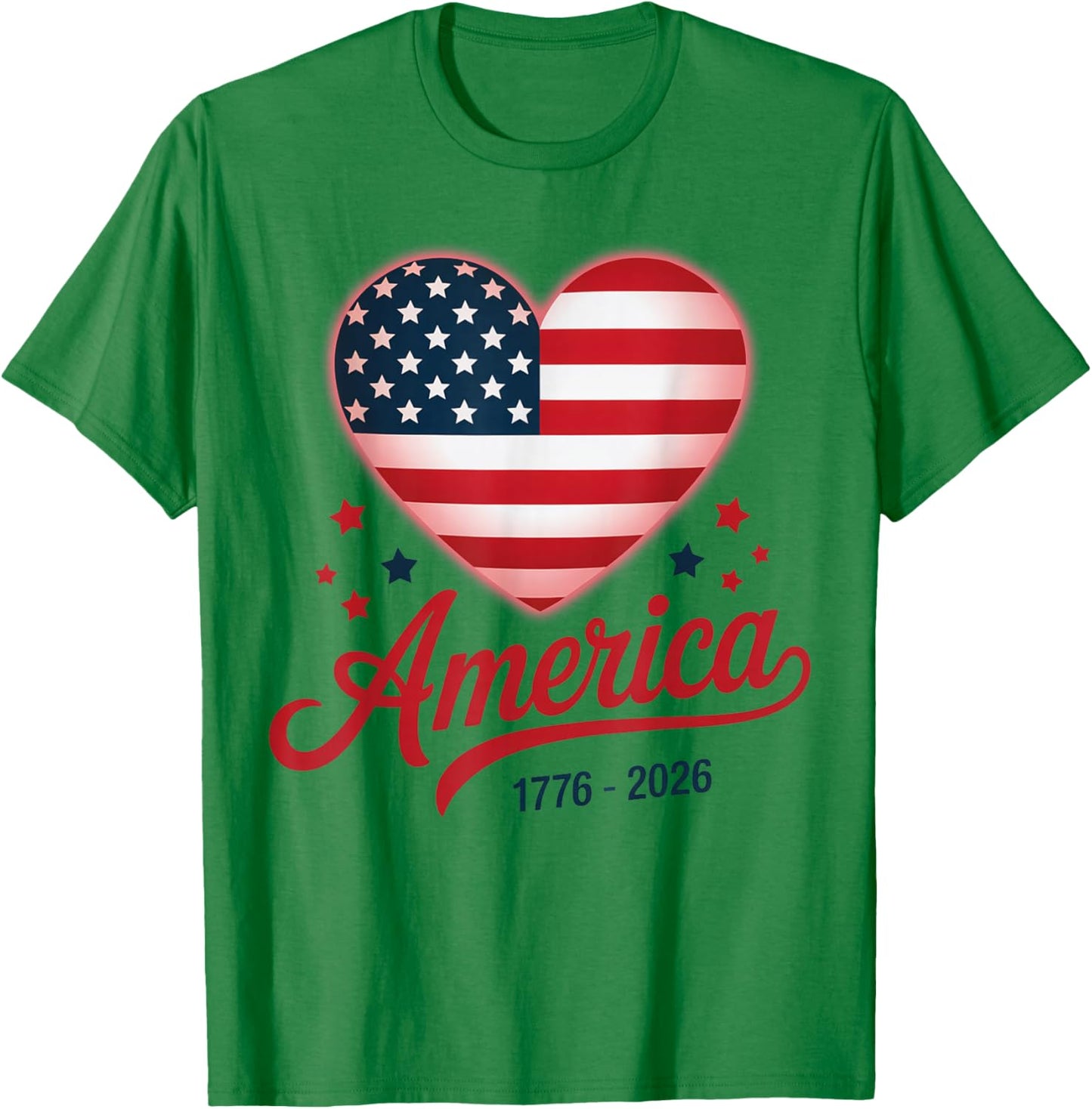 Flag Heart 1776 2026 July 4th 250th Birthday T-Shirt - T-Shirt | Irish Green