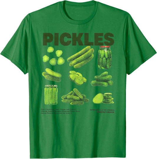 Retro Dill Pickle Chart Crunchy Crunch Food Lover T-Shirt - T-Shirt | Irish Green