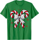 Candy Cane Christmas Season Girls Retro Coquette Bow T-Shirt - T-Shirt | Irish Green