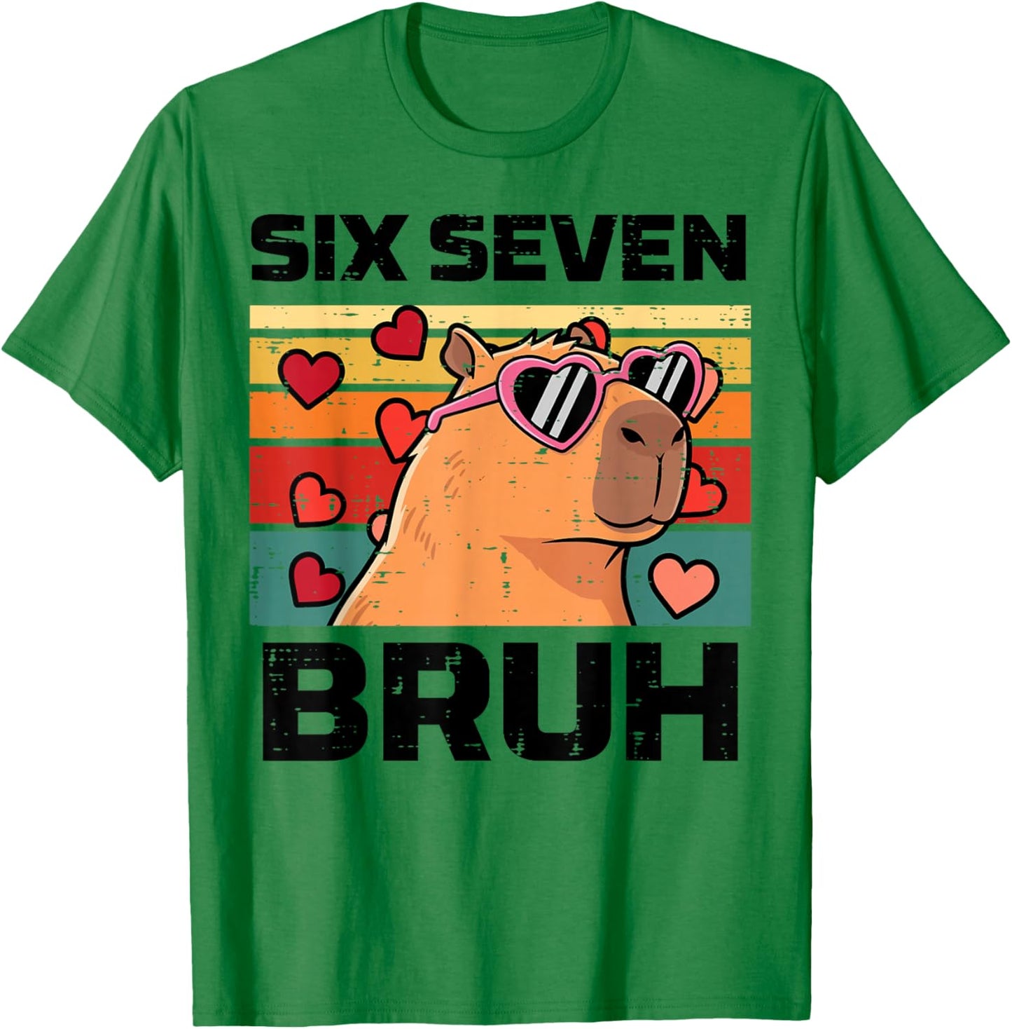 Six Seven Bruh Capybara 6 7 Valentines Day Kids Boys Youth T-Shirt - T-Shirt | Irish Green