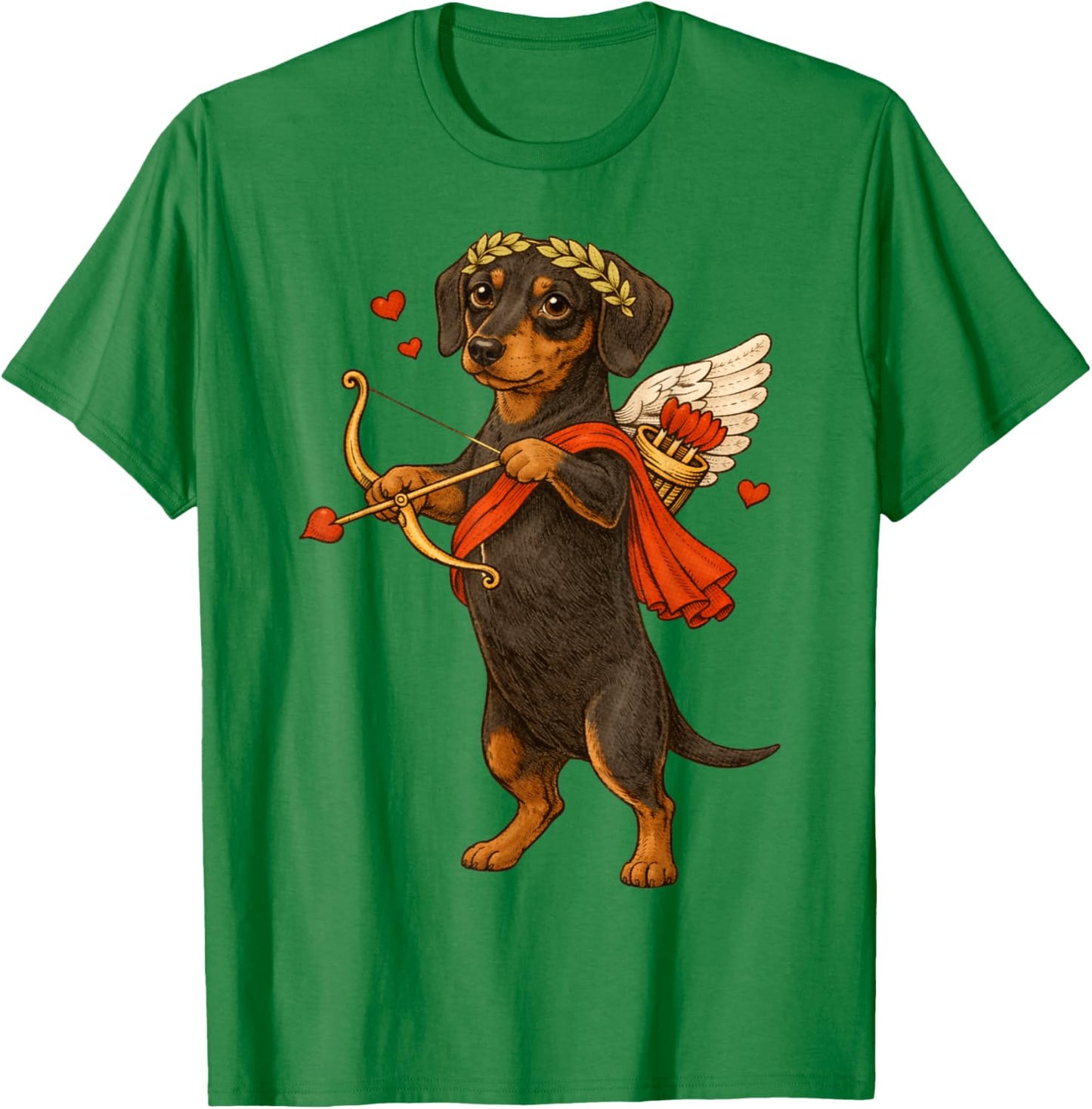 Valentine's Dachshund Cupid for Weiner Dog Lover T-Shirt - T-Shirt | Irish Green