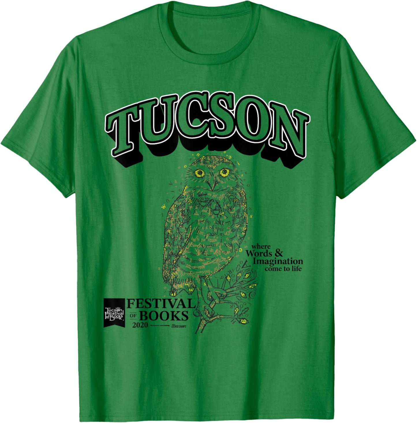 Tucson Festival of Books | TFOB 2020 | Owl Mascot T-Shirt - T-Shirt | Irish Green