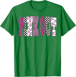 Pink Out Leopard Checkered Breast Cancer Football Game Day T-Shirt - T-Shirt | Irish Green