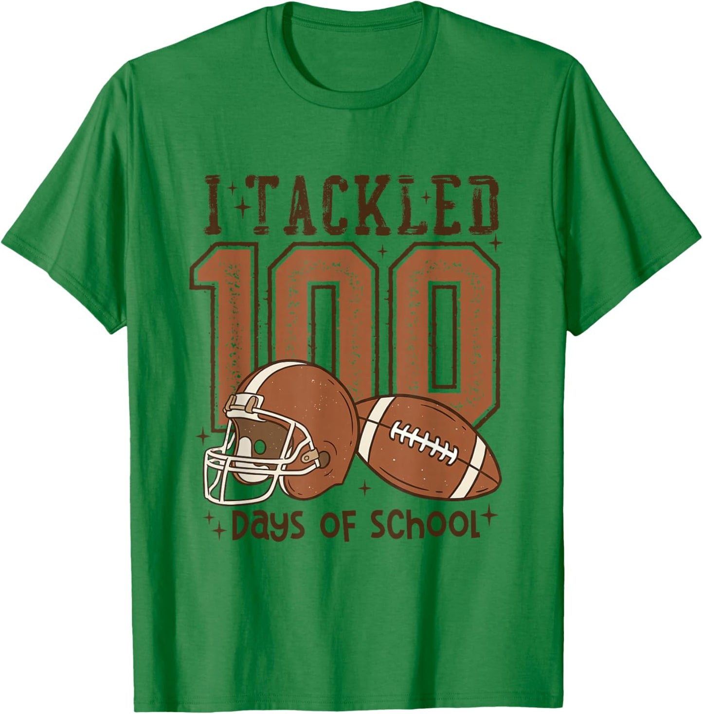 I Tackled 100 Days of School Football Men Boy Kid 100th Day T-Shirt - T-Shirt | Irish Green
