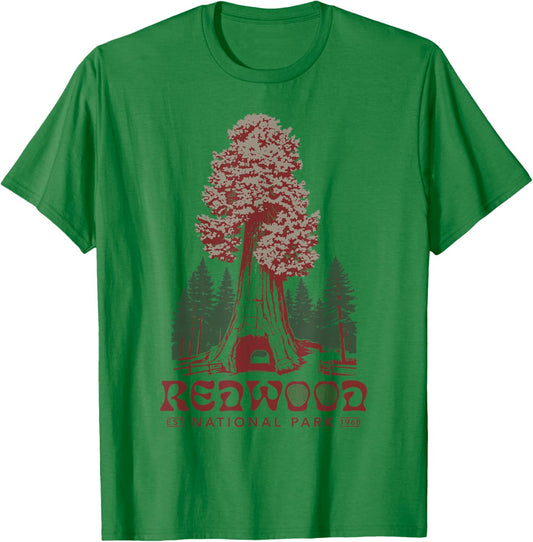 Redwood National Park California Sequoia Tree T-Shirt - T-Shirt | Irish Green