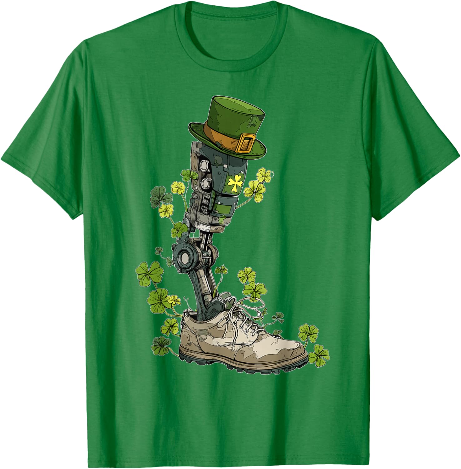Amputee Prosthetic Amputated St. Patricks Day Pattys Day T-Shirt - T-Shirt | Irish Green