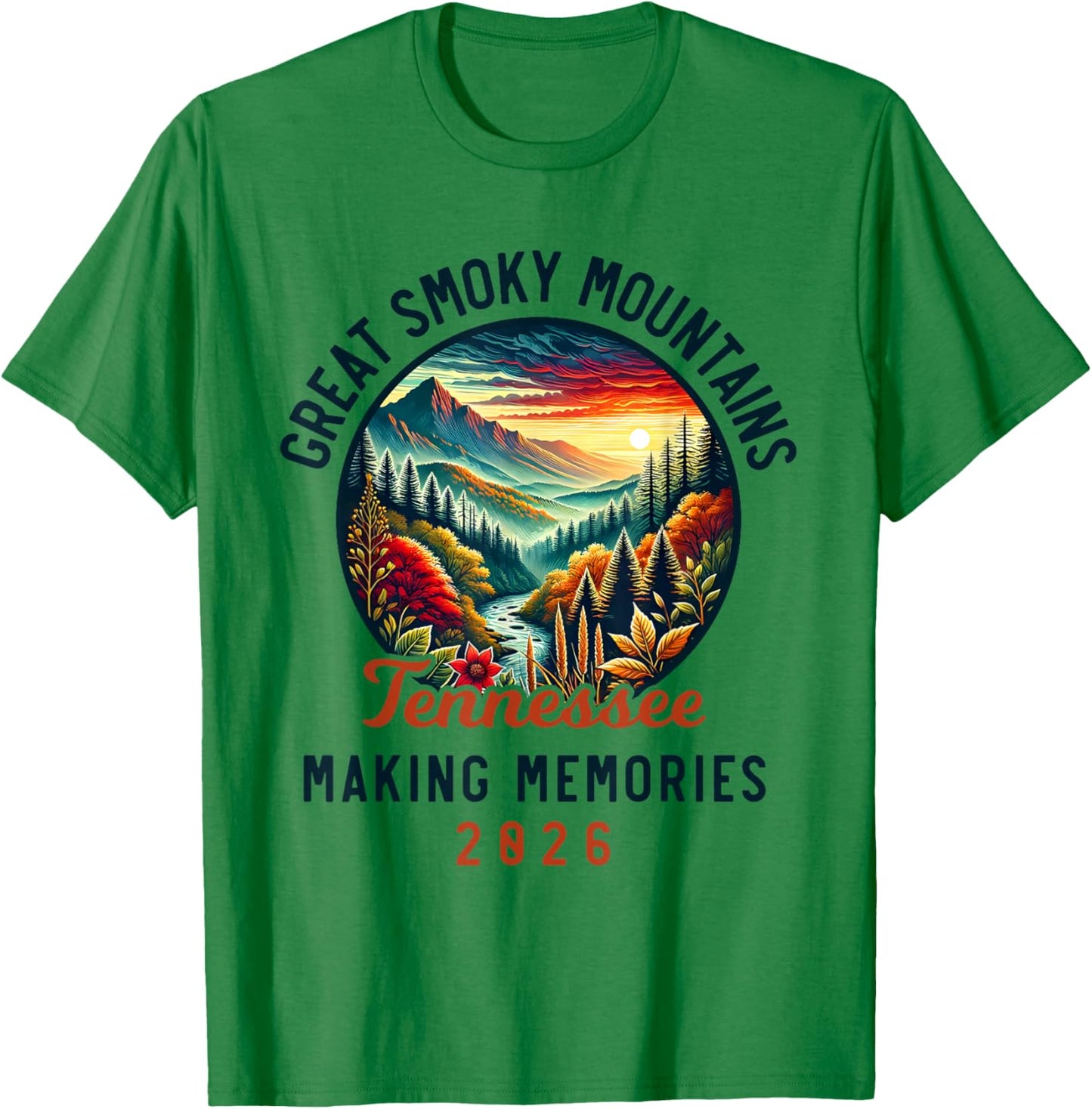 Great Smoky Mountains Tennessee 2026 Pigeon Forge, Vacation T-Shirt - T-Shirt | Irish Green