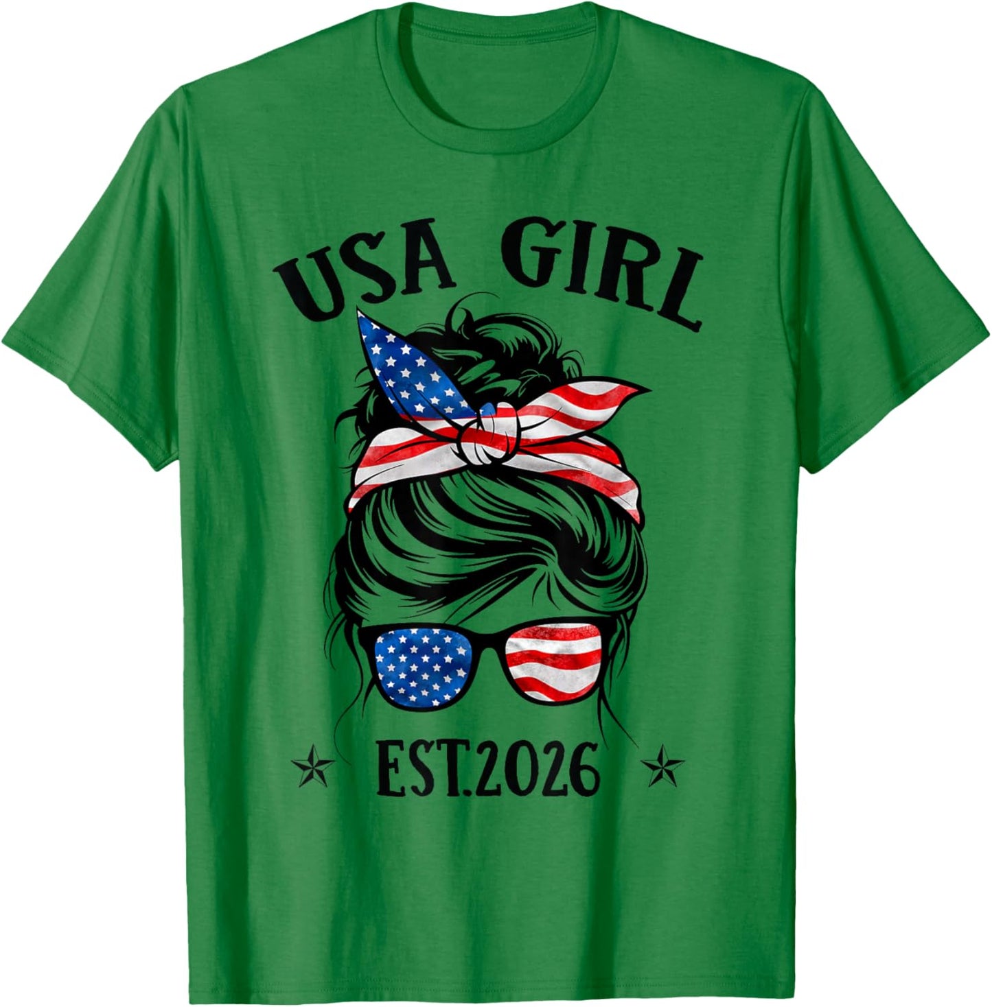US Citizen Est 2026 New Citizenship American USA Girl 2026 T-Shirt - T-Shirt | Irish Green