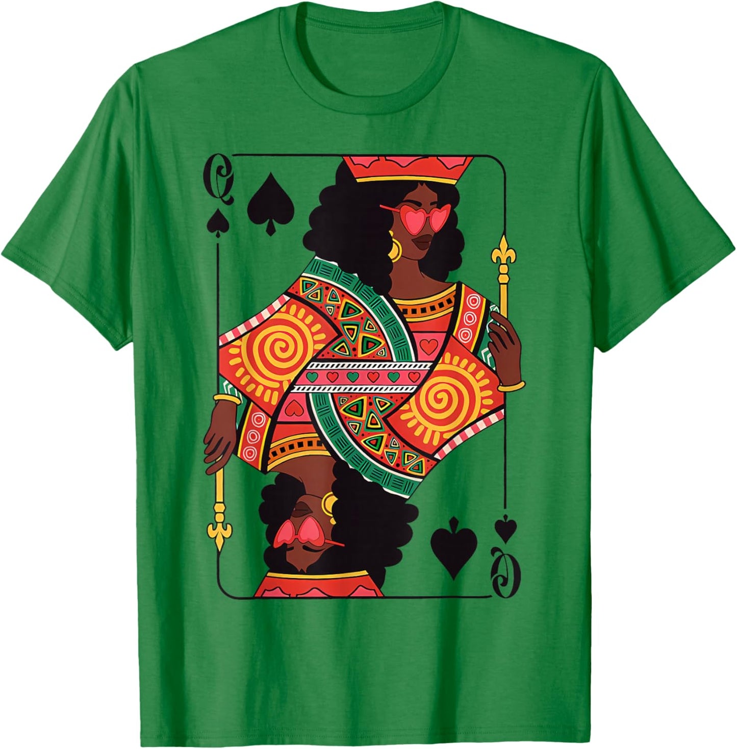 Queen of Spades Card Black Woman African American Pride T-Shirt - T-Shirt | Irish Green