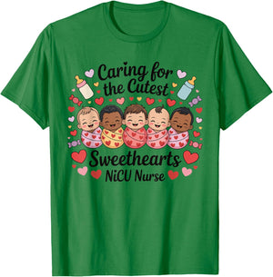 Nicu Nurse Valentines Day Caring for The Cutest Sweethearts T-Shirt - T-Shirt | Irish Green