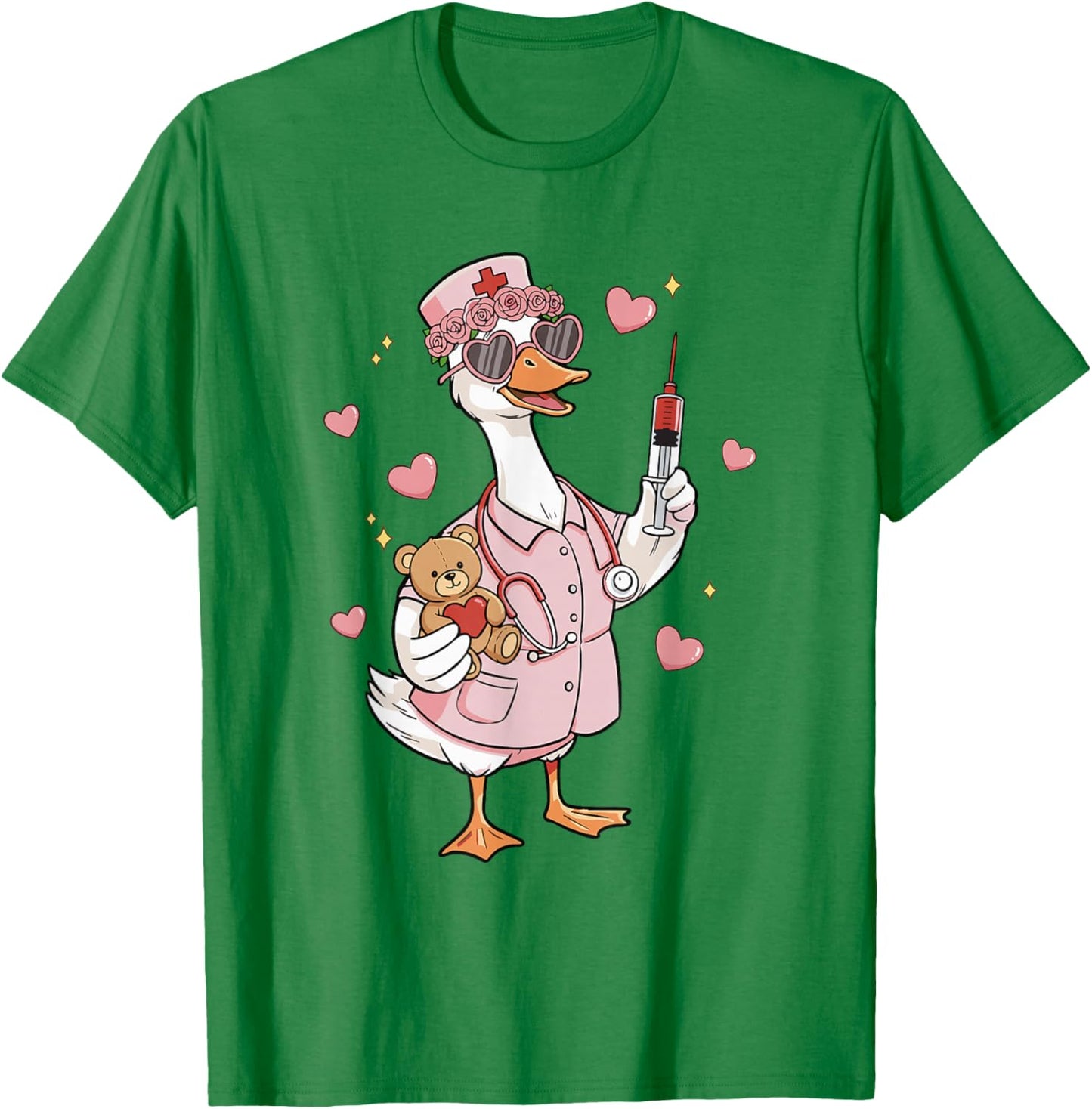 Pediatric Nurse Valentine's Day Funny Silly Goose Peds T-Shirt - T-Shirt | Irish Green