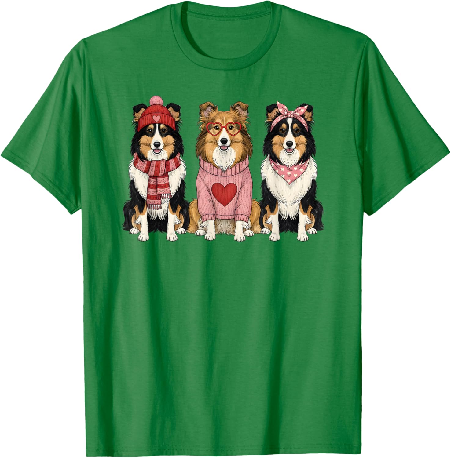 Cute Shetland Sheepdog Valentine Sheltie Dog T-Shirt - T-Shirt | Irish Green