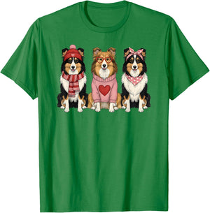 Cute Shetland Sheepdog Valentine Sheltie Dog T-Shirt - T-Shirt | Irish Green