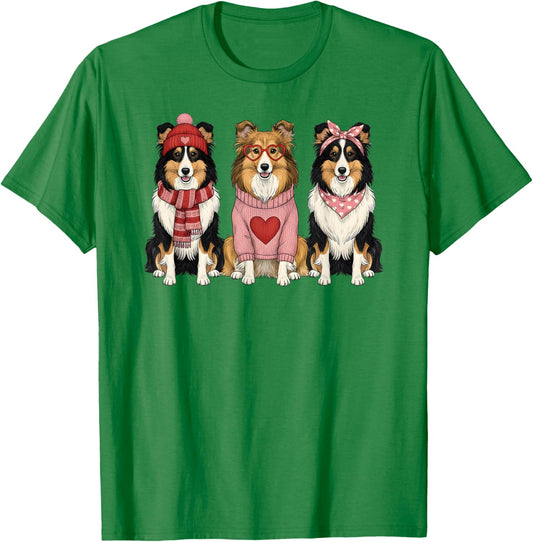 Cute Shetland Sheepdog Valentine Sheltie Dog T-Shirt - T-Shirt | Irish Green