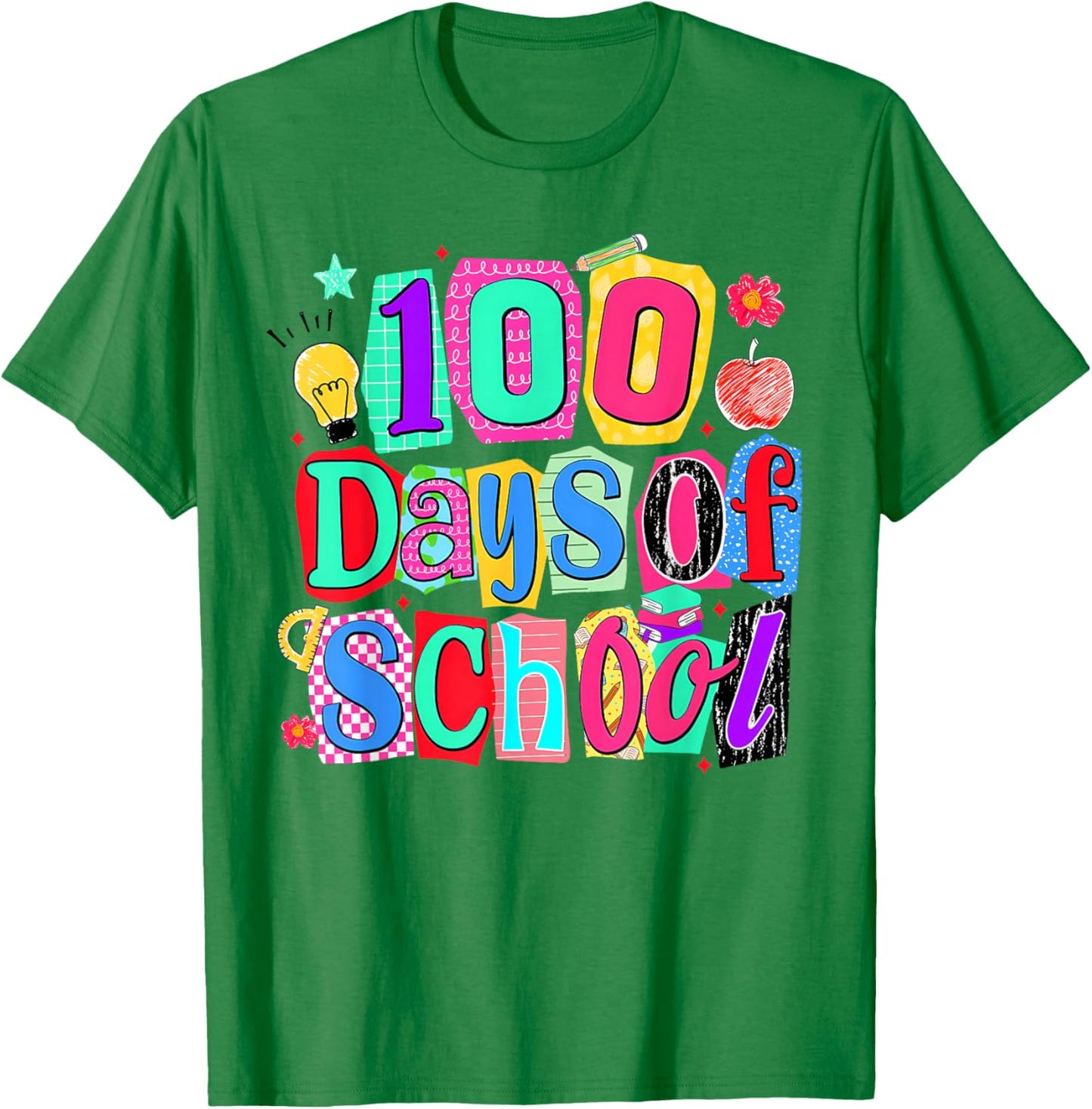 Preppy Floral 100 Days of School Teacher Student T-Shirt - T-Shirt | Irish Green