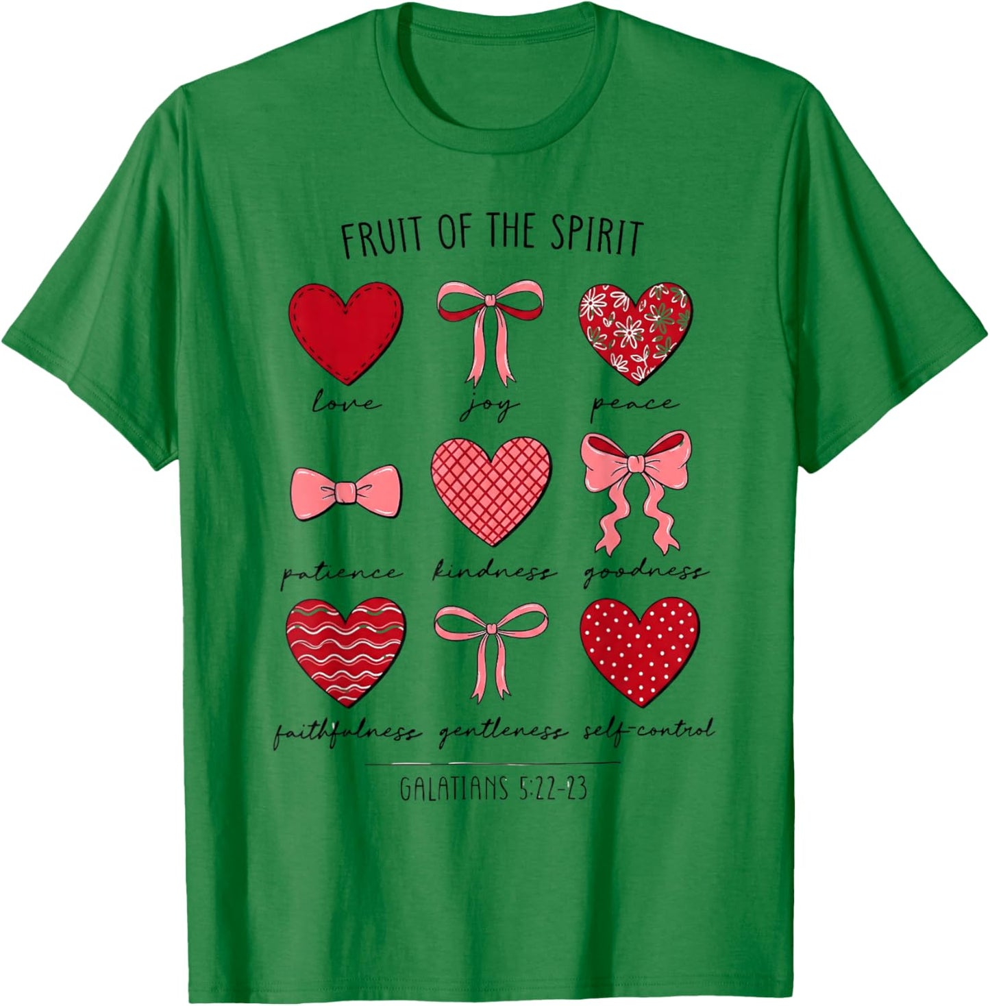 Fruit of The Spirit Christian Hearts Galatians T-Shirt - T-Shirt | Irish Green