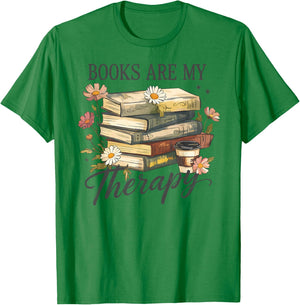 Vintage Floral Books are My Therapy Book Lover Reading T-Shirt - T-Shirt | Irish Green