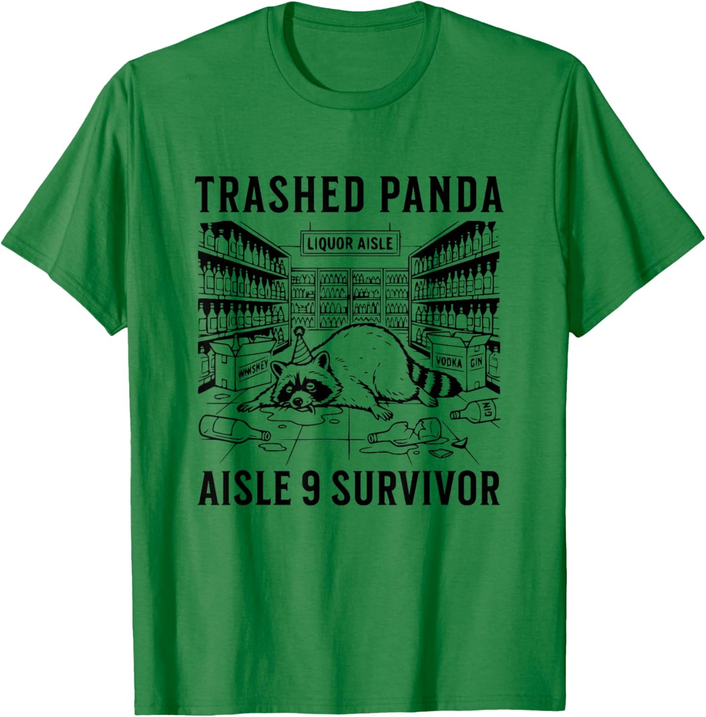 Trashed Panda Liquore Funny Hangover Crazy Drunk Raccoon T-Shirt - T-Shirt | Irish Green