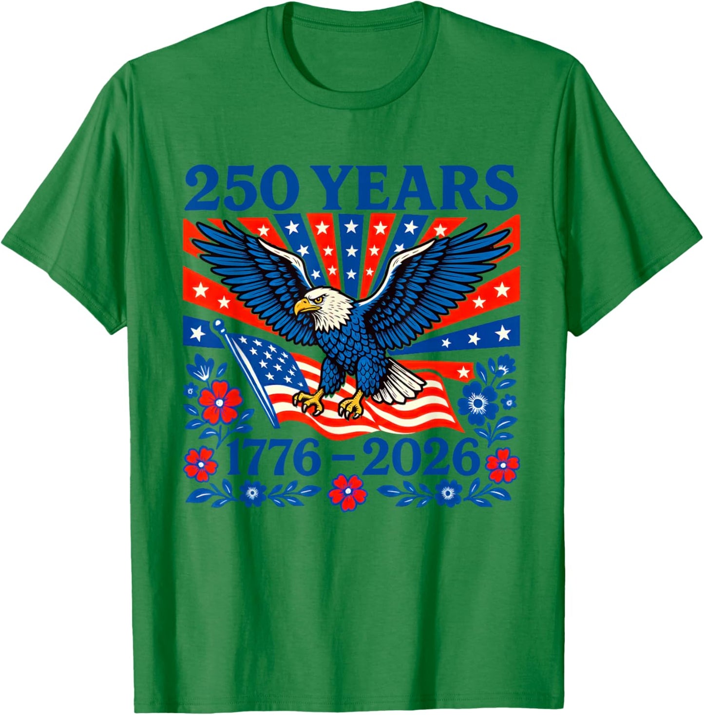 Pride in 250 Years 1776-2026 Shirt Stars Stripes 4th of July T-Shirt - T-Shirt | Irish Green
