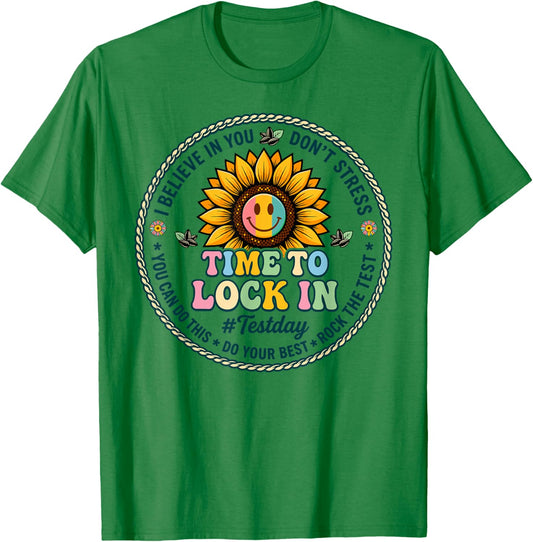 Time to Lock in Test Day Shirt Teachers Student Do Your Best T-Shirt - T-Shirt | Irish Green