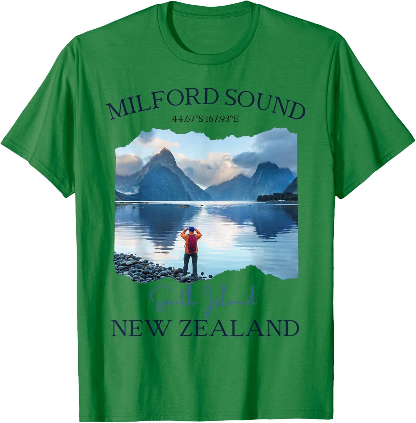 Milford Sound Fjord Hiking Souvenir Tourist Vacation Men Kid T-Shirt - T-Shirt | Irish Green