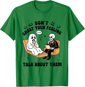 Retro Don't Ghost Your Feelings Mental Health Halloween T-Shirt - T-Shirt | Irish Green