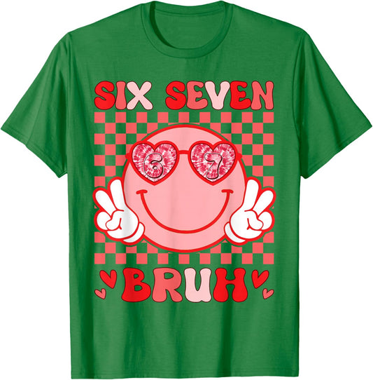 Valentine Vibes 6 7 Meme Groovy Valentines Day Women Kids T-Shirt - T-Shirt | Irish Green