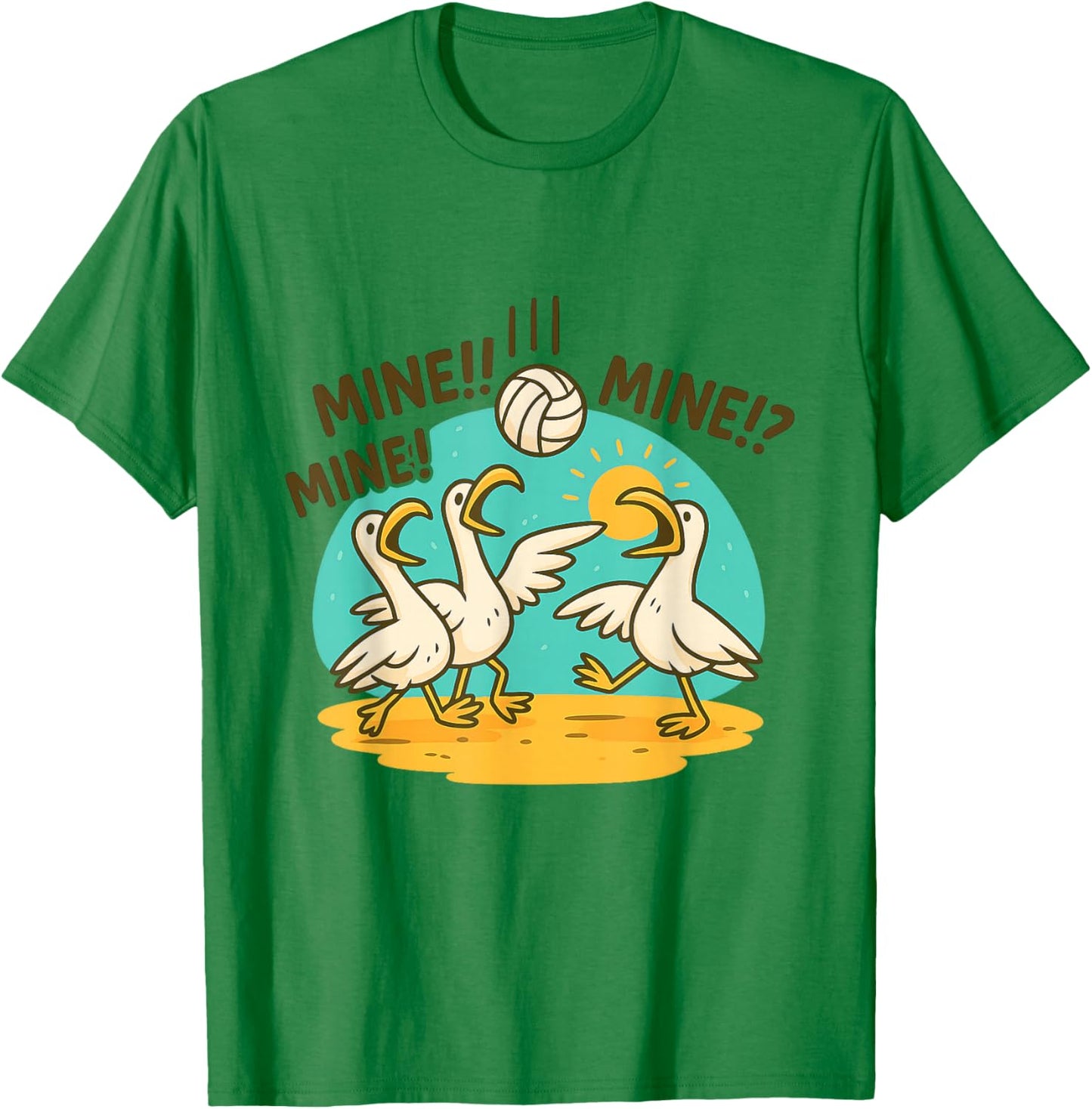 Funny Bird Playing Volleyball T-Shirt - T-Shirt | Irish Green