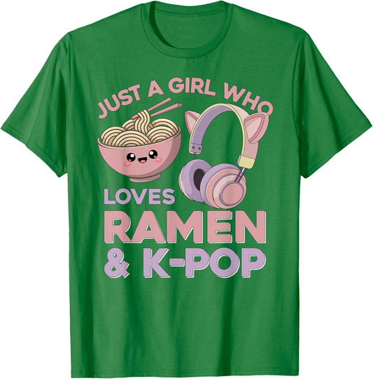 Ramen Kpop Just A Girl Who Loves Ramen & K Pop Girl T-Shirt - T-Shirt | Irish Green