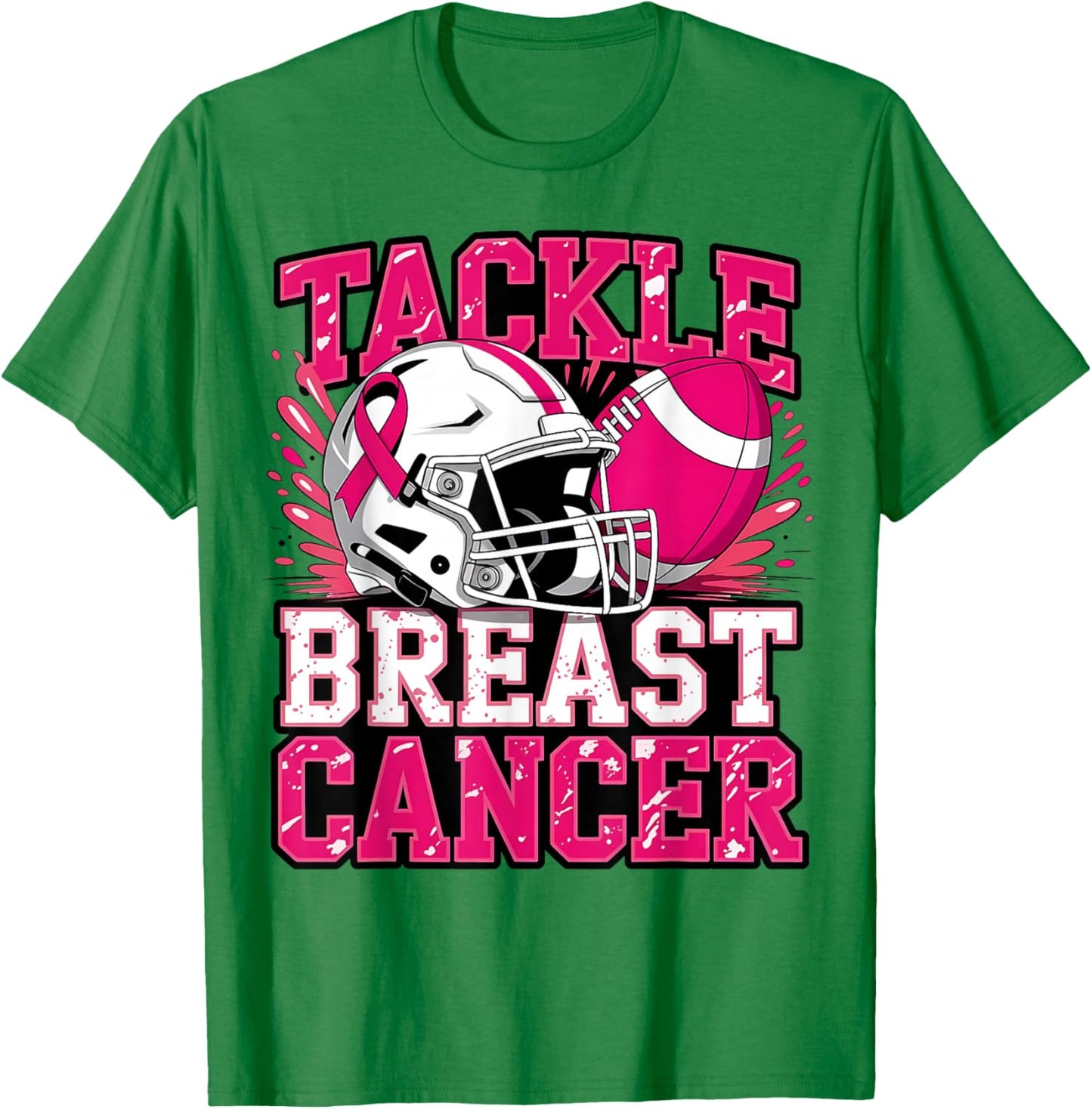 Tackle Breast Cancer Awareness American Football Pink Ribbon T-Shirt - T-Shirt | Irish Green
