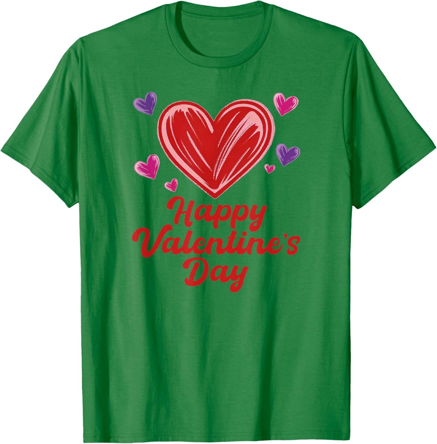 Happy Valentine's Day Scribble Hearts T-Shirt - T-Shirt | Irish Green