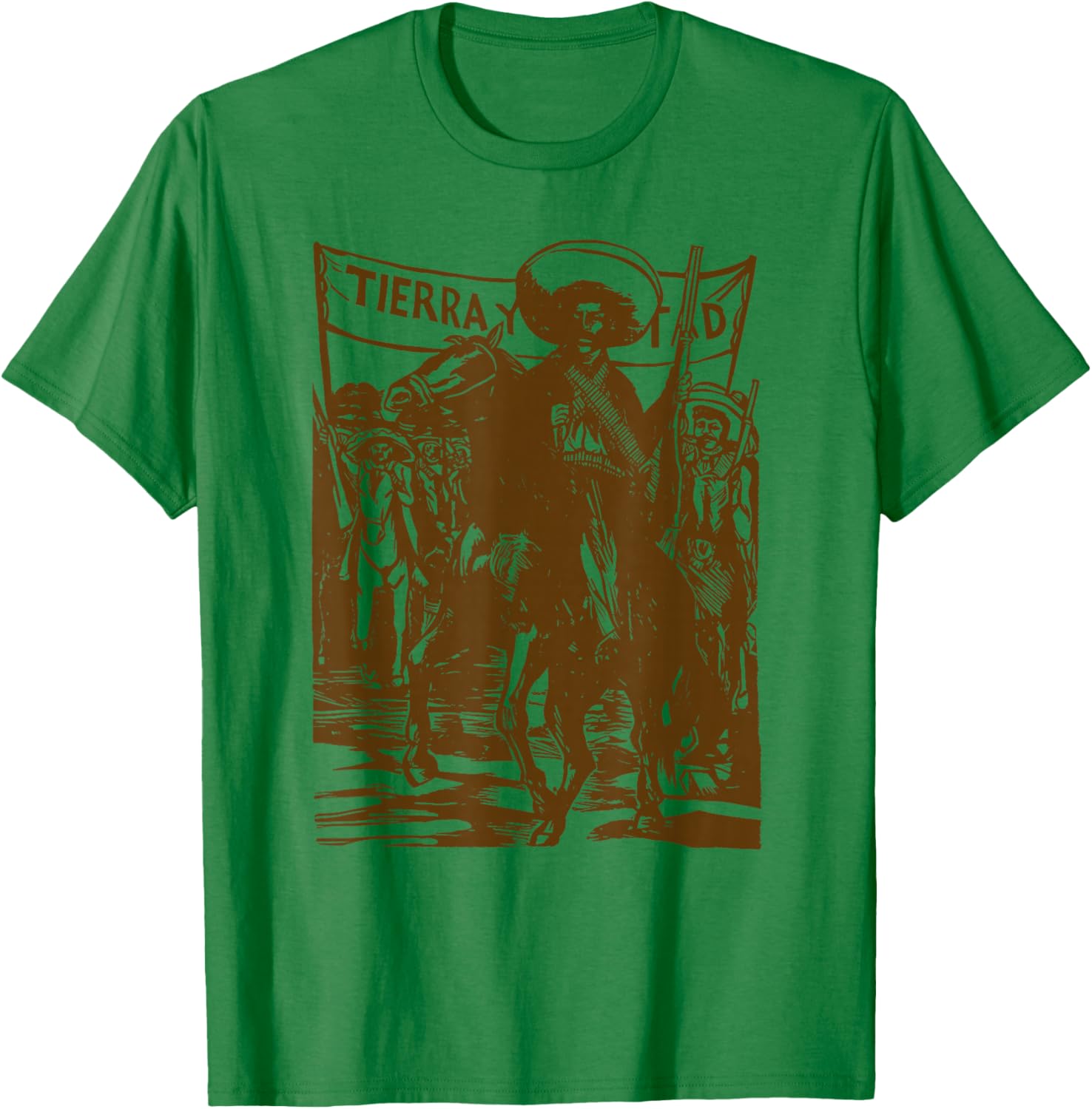 Emiliano Zapata Mexican Revolutionary Tierra Y Libertad T-Shirt - T-Shirt | Irish Green