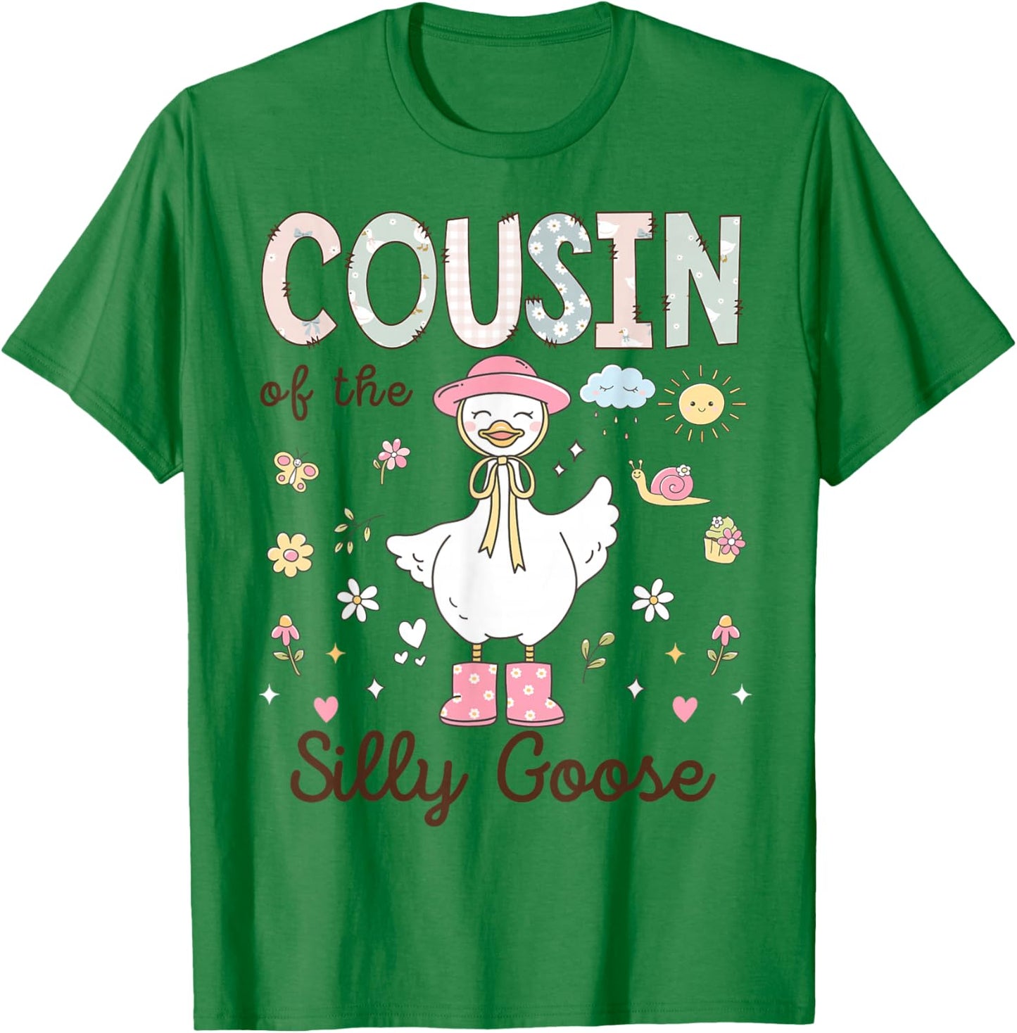 Cousin of The Silly Goose First Birthday Girl Family T-Shirt - T-Shirt | Irish Green