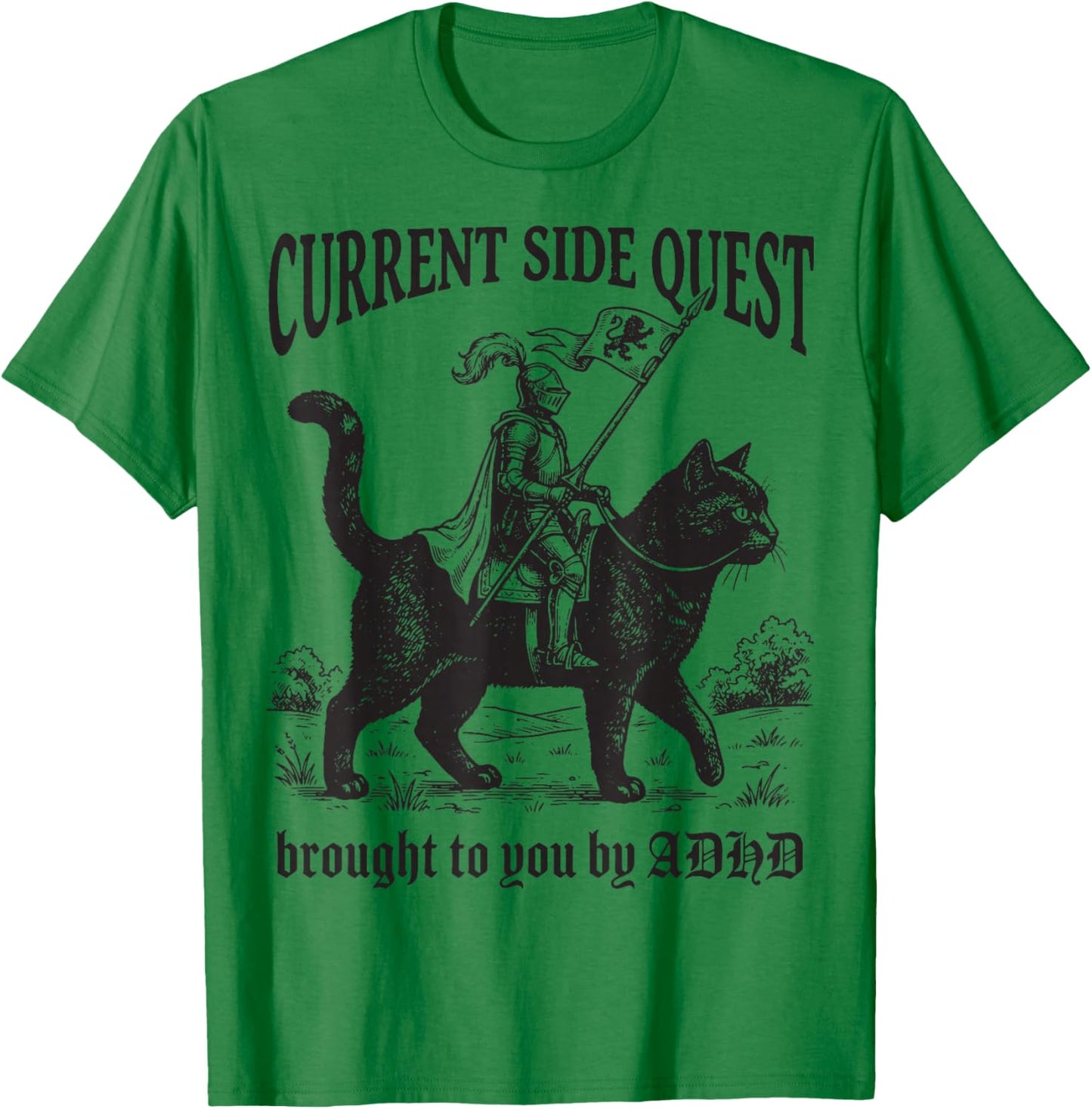 Current Side Quest Brought to You by ADHD T-Shirt - T-Shirt | Irish Green