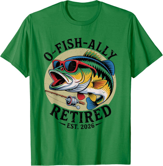 Ofishally Retired 2026 Fisherman Retirement T-Shirt - T-Shirt | Irish Green