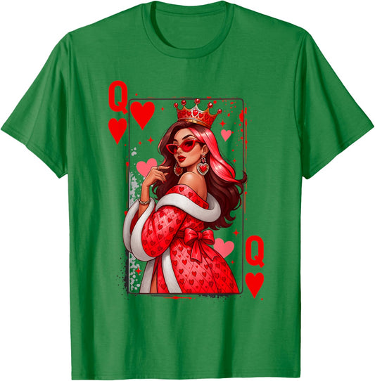 Queen of Heart Playing Card Love Valentine Outfit Women T-Shirt - T-Shirt | Irish Green