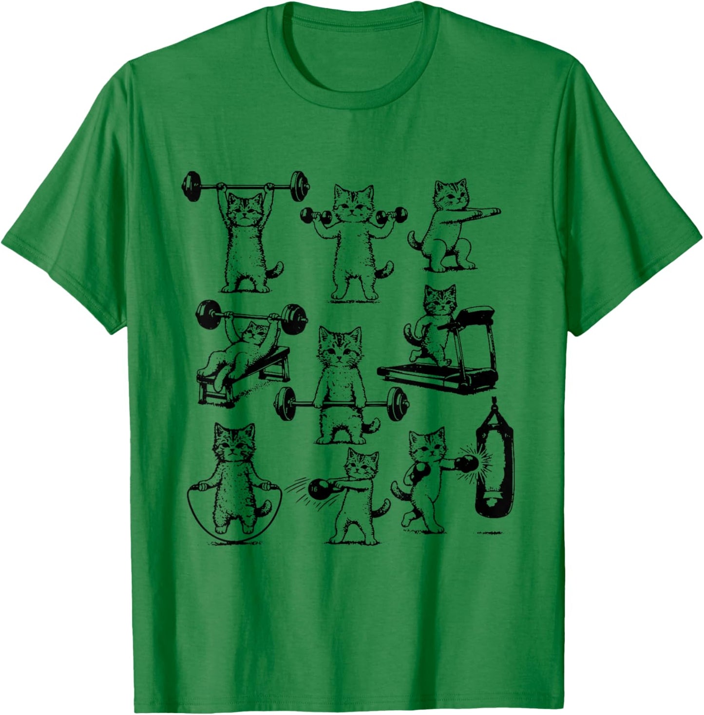 Vintage Retro Weight Lifting Gym Cat Deadlift Funny T-Shirt - T-Shirt | Irish Green