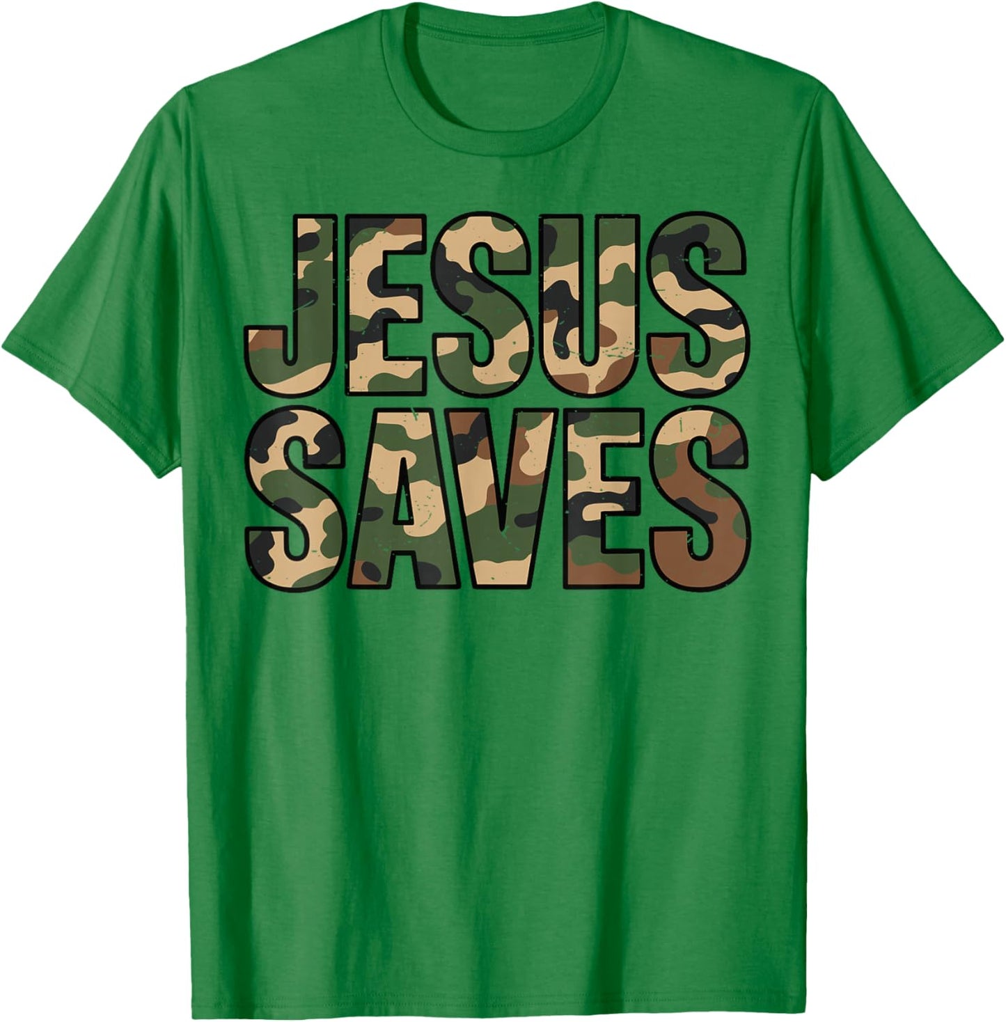 Youth Camo Christian Jesus Saves Bro God Religious Boys Teen T-Shirt - T-Shirt | Irish Green