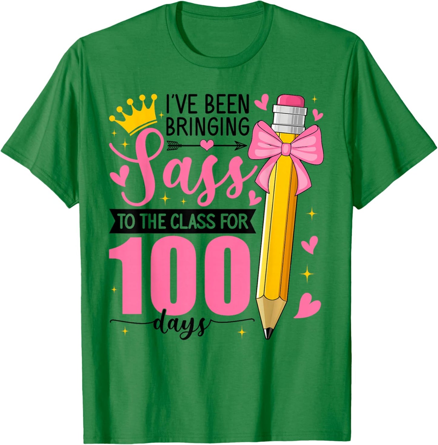 Bringing Sass to The Class for 100 Days of School Bow Girls T-Shirt - T-Shirt | Irish Green