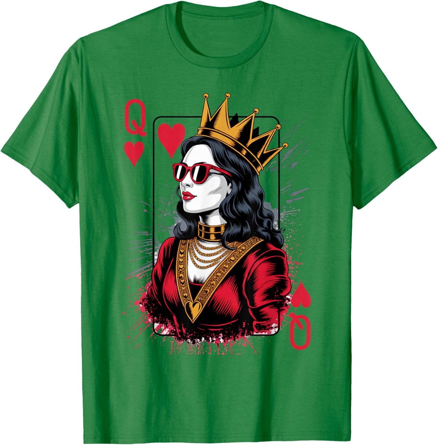 Queen of Hearts Vintage Card Girl Women Funny Valentines T-Shirt - T-Shirt | Irish Green