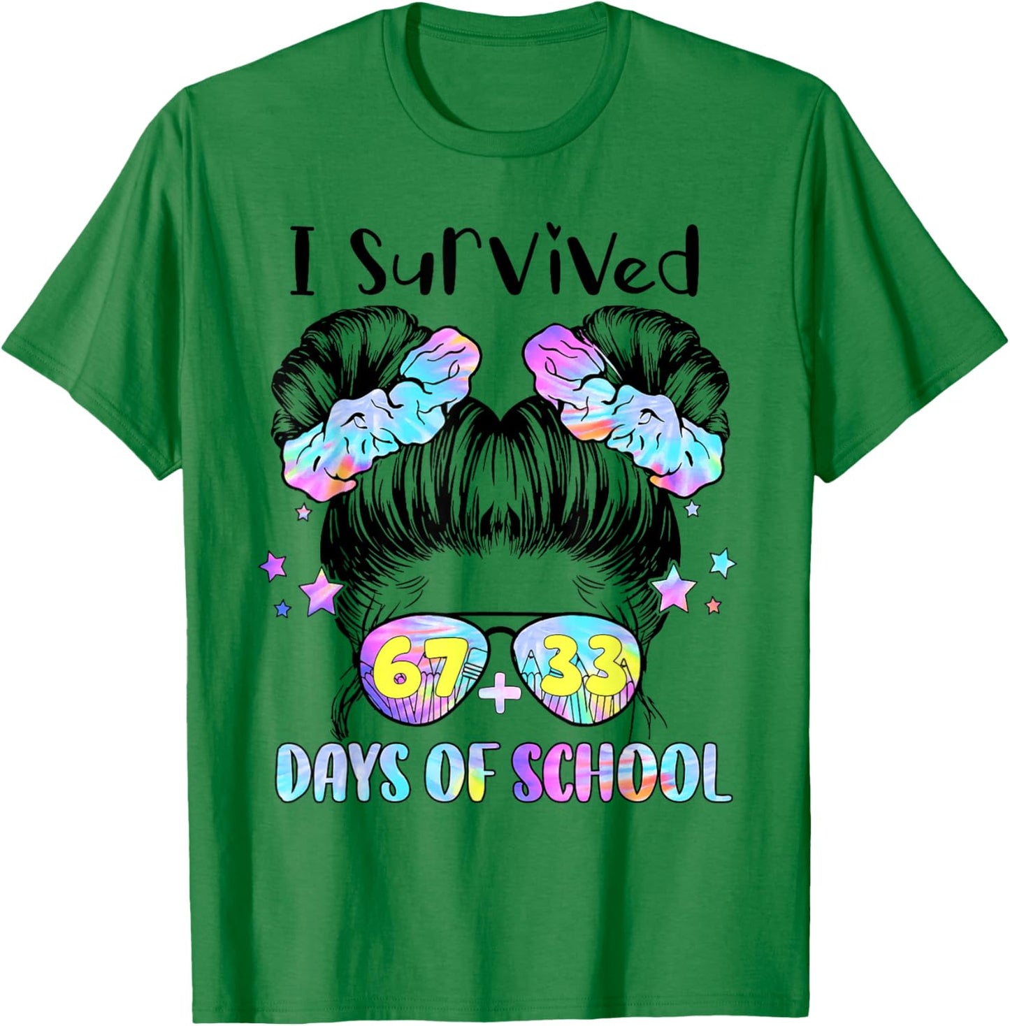 I Survived 67 33 Days of School 100th Day of School Girl Kid T-Shirt - T-Shirt | Irish Green