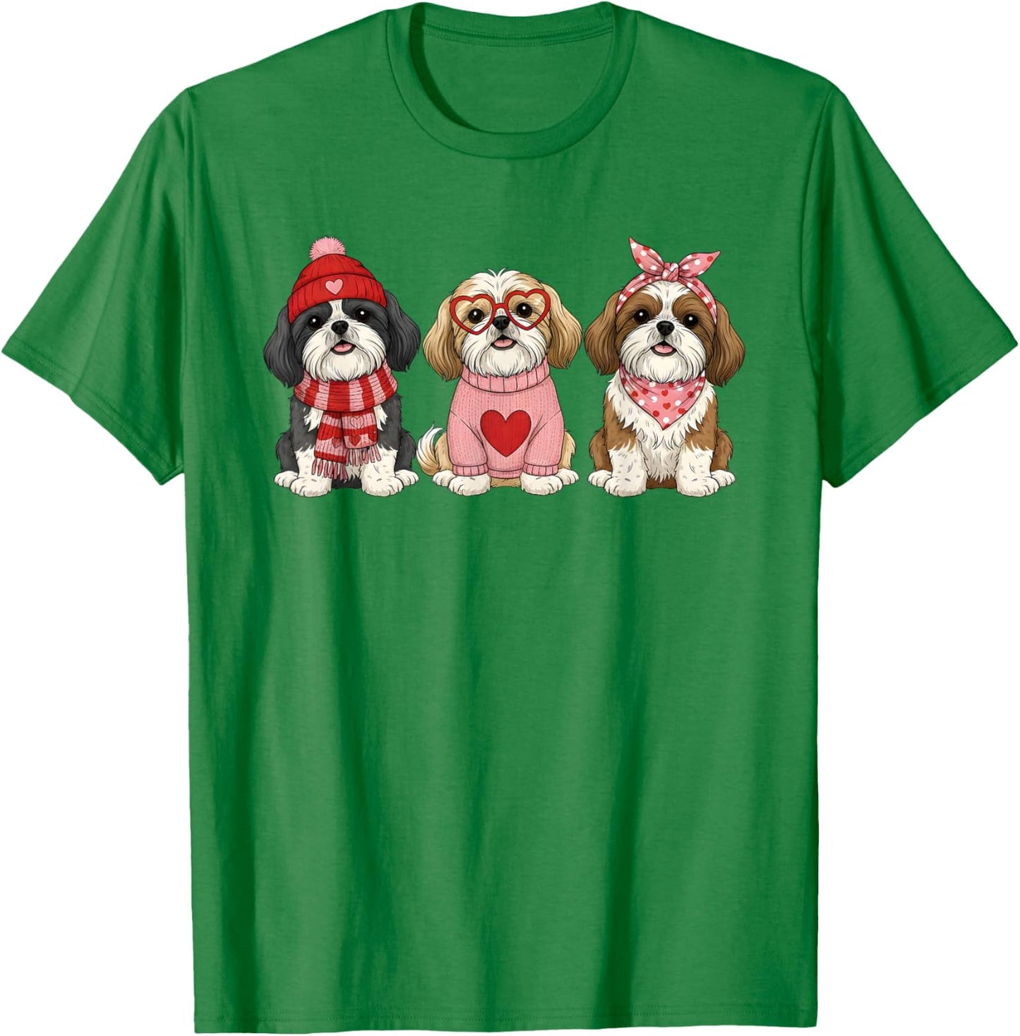 Cute Shih Tzu Valentine Dog T-Shirt - T-Shirt | Irish Green