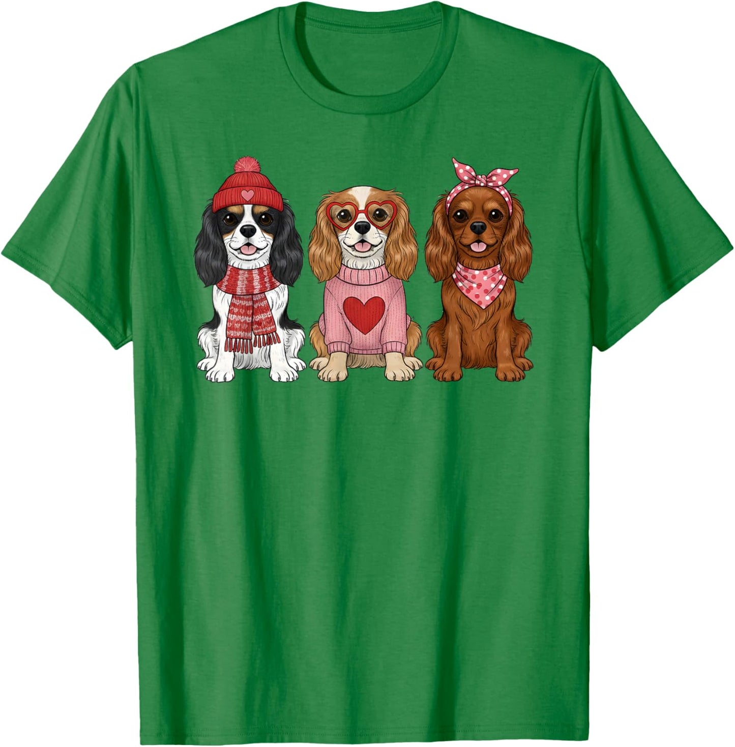 Cute Cavalier King Charles Spaniel Valentine Dog T-Shirt - T-Shirt | Irish Green