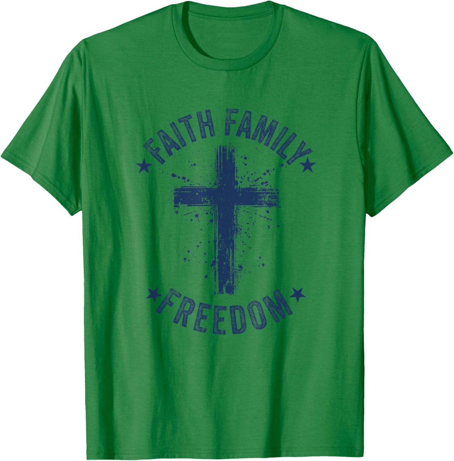 Faith Family Freedom American Flag Patriot USA Christian T-Shirt - T-Shirt | Irish Green